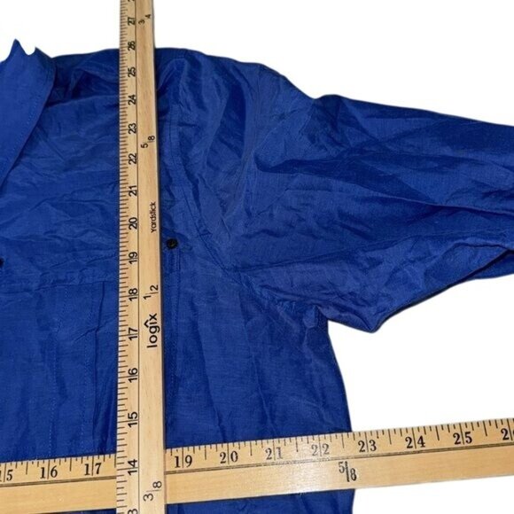 Chicos Womens Blue Button-Down Shirt Size 3 Cotton Blend Long Sleeve Roll Tab Ca - Picture 8 of 9